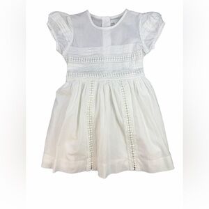LIVLY Girls White Short Sleeve Lace Embellished Cotton Dress- 5 Years